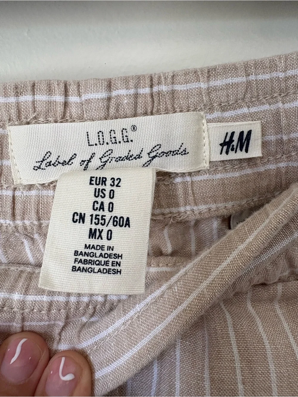 H&M Lightweight Beige 100% Linen Drawstring Pants